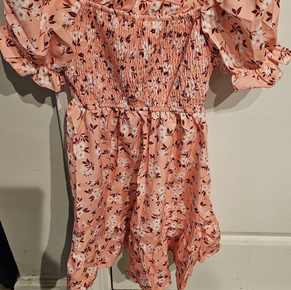 Floral Pink Dress with Puff Sleeves By BesserBay 4y Size